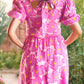 Floral Print Square Neck Empire Waist Flowy Dress