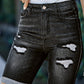 Roll-up Distressed Bermuda Denim Shorts