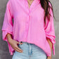 Split Back Tie Knot Buttoned Long Sleeve Shirt