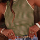 Striped Print Ribbed Knit Sleeveless Top