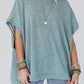 Ribbed Knit Batwing Sleeve Tunic Oversized T Shirt
