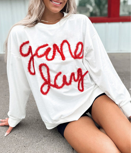 Tinsel Game Day Drop Shoulder Graphic Sweatshirt