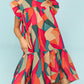 Abstract Geometric Print Flutter Sleeve Babydoll Dress