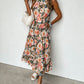 Boho Floral Print Knotted Halter Ruffled Maxi Dress
