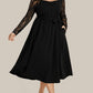 Plus Size Sheer Lace Sleeve Belted Ruffle Midi Dress