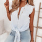 Lace Trim Crinkle Knot Hem Sleeveless Shirt