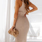 Thigh High Split Knitted Sleeveless Bodycon Midi Dress
