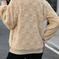 Checkered Plush Quarter Zipper Pullover Sweatshirt