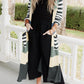 Mixed Stripes Pocketed Split Long Cardigan