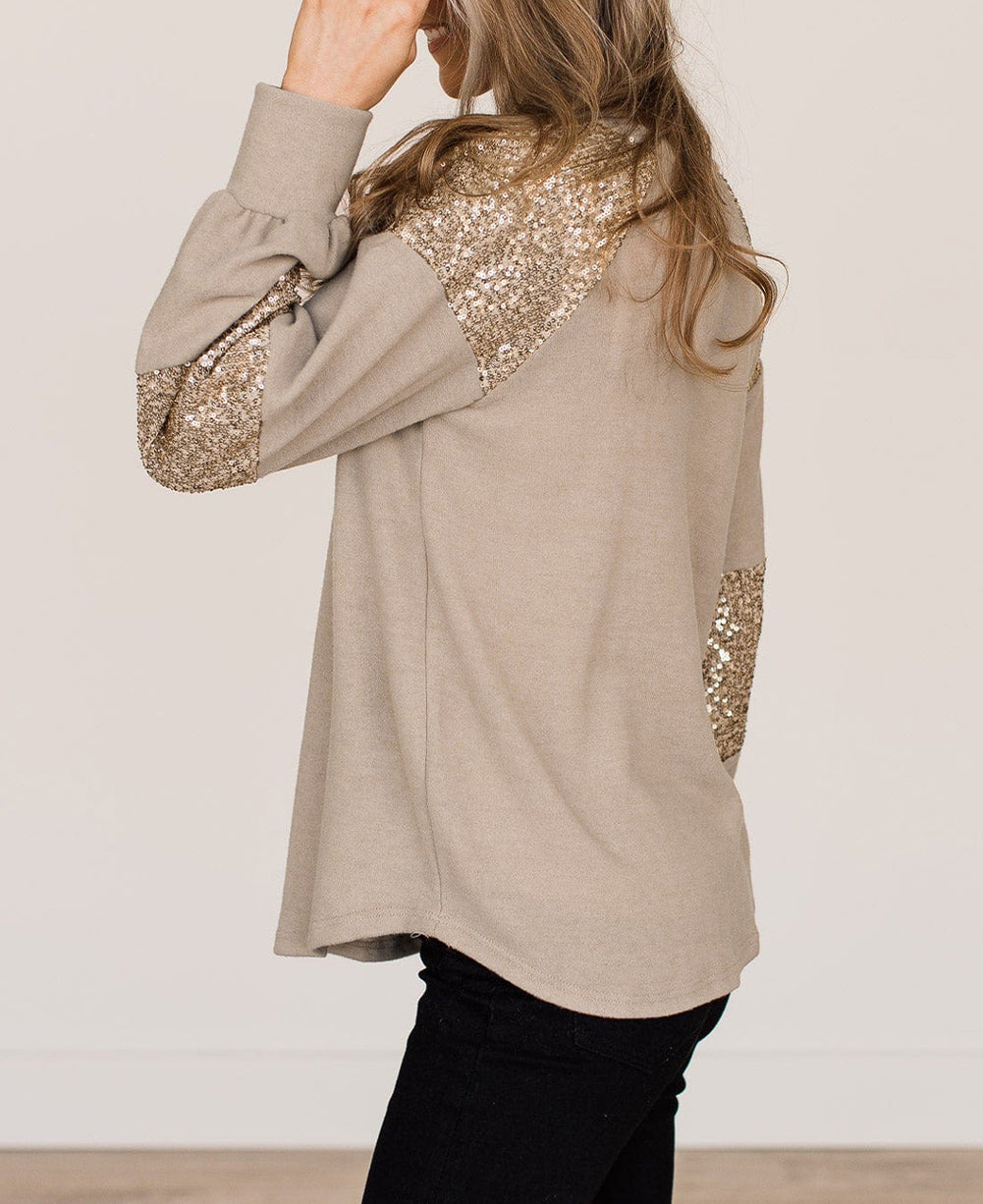 Sequin Patched Long Sleeve Top