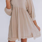 3/4 Sleeves High Waist Slits Mini Dress