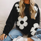 Big Flower Pattern Knit Sweater