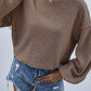 Drop Shoulder Bubble Sleeve Ribbed Knit Top