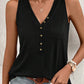 Half Button V Neck Patched Pocket Tank Top