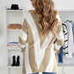Striped Colorblock V Neck Knitted Sweater
