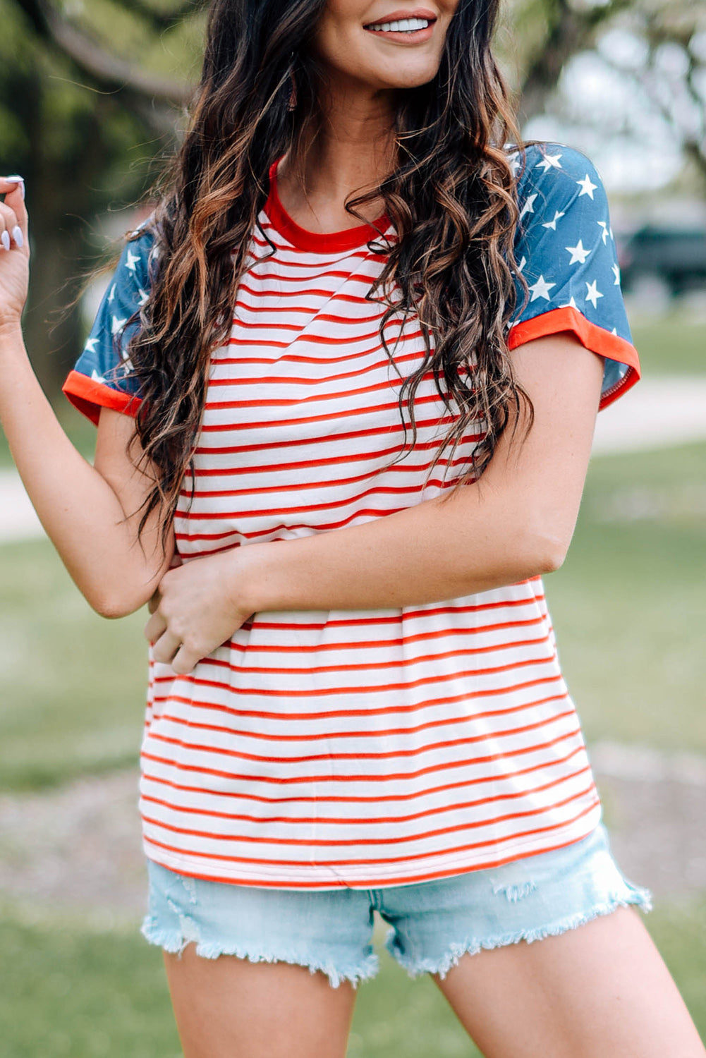 Stars and Stripes Flag Pattern T-shirt
