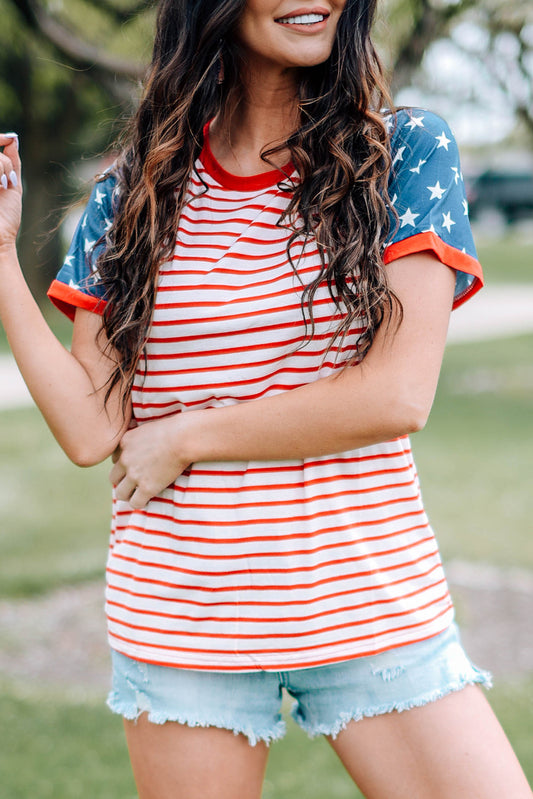 Stars and Stripes Flag Pattern T-shirt