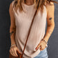 Apricot Crew Neck Waffle Tank Top