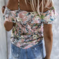 Floral Print Spaghetti Strap Ruffled T-shirt
