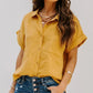 Yellow Rolled Short Sleeve Polka Dot Print Shirt