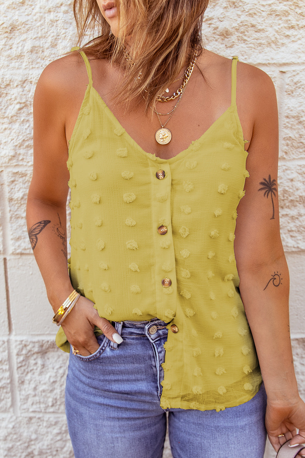 Button Front Swiss Dot Tank