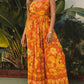 Orange Floral Wide Leg Sleeveless Jumpsuit