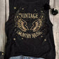 Black Vintage Country Music Wing Glitter Print Tank Top