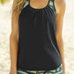 Black Contrast Splice Racerback Tankini Printed 2pcs Set