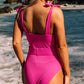 Straps One-Piece Swimsuit with Waist Tie