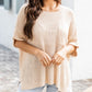 Apricot Loose Fit Split Pocket Half Sleeve Knitted Top