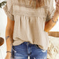 Swiss Dot Lace Splicing Short Sleeve Top