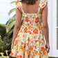 Ruffled Shirred Sleeveless High Rise Floral Mini Dress