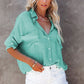 Loose Long Sleeve Buttoned Shirt with Pocket