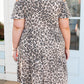 Leopard Plus Size Cold Shoulder Flare Tiered Mini Dress