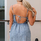 High Waist Backless Spaghetti Straps Denim Dress