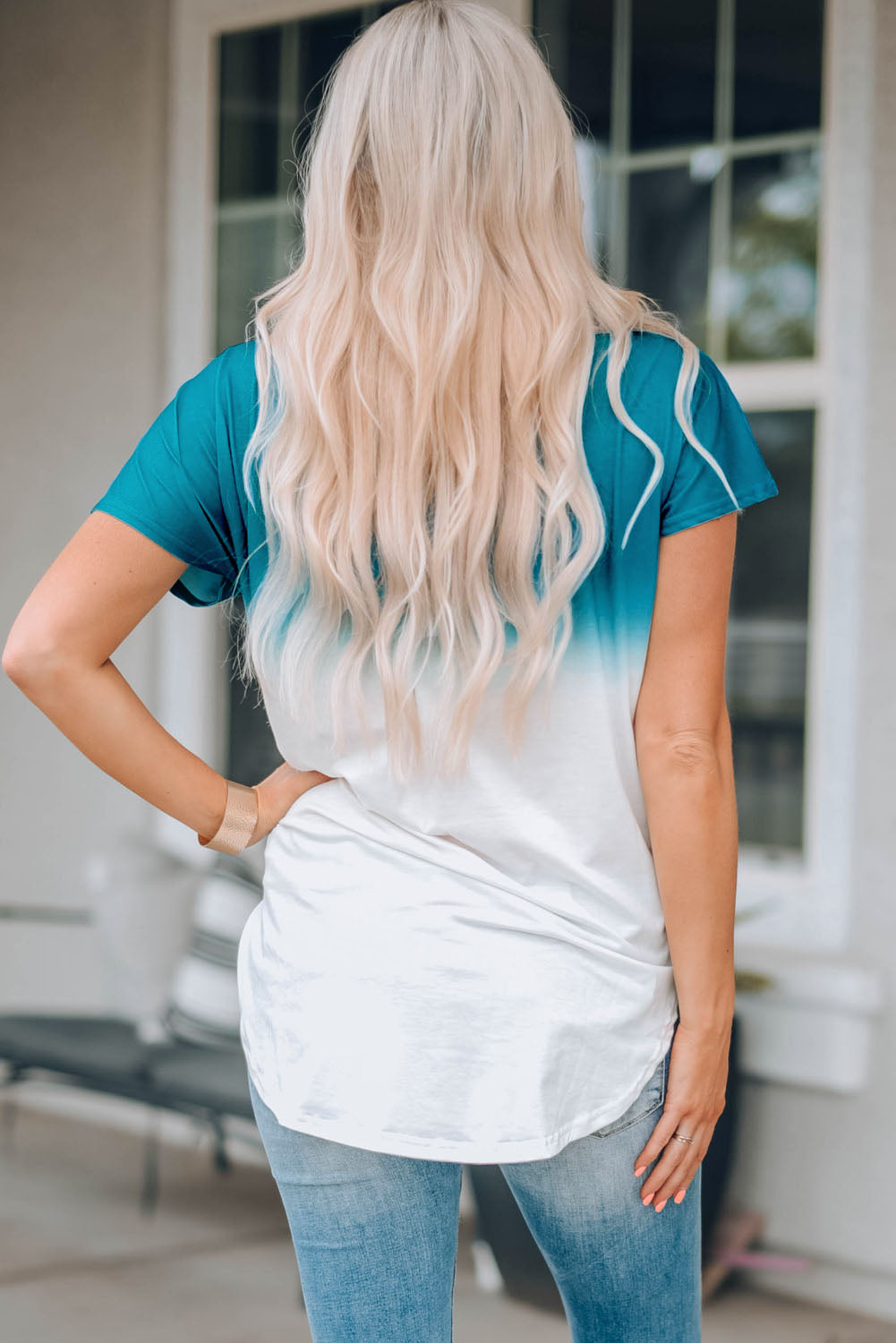 Ombre Color Block Casual Summer Shirt