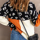 Leopard Colorblock Mock Neck Sweater