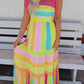 Color Block Striped Bow Knot Straps Maxi Dress