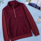 Stand Neck Waffle Zip up Sweatshirt