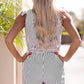 White Striped Print Wrap Sleeveless Romper