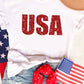 USA Glitter Pattern Print Short Sleeve T Shirt