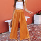 Orange Cropped Pleated High Waist Wide Leg Pants