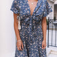 Floral Print Tie Knot Ruffled Short Sleeve Mini Dress