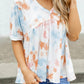 Tie Dye Flowy Short Sleeve Top