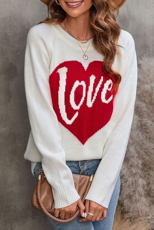 Love Heart Graphic Pattern Knit Sweater