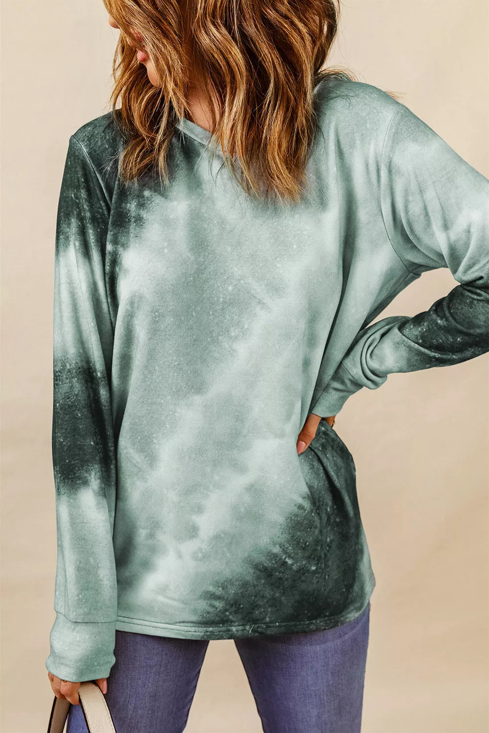 Ombre Gray Tie-dye Long Sleeve Top