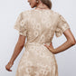 Flutter Sleeve Wrap V Neck Floral Lace Short Dress