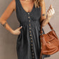 Buttons Sleeveless High Waist Mini Dress