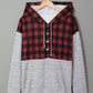 Plaid Splicing Pocketed Hoodie