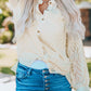 White Sheer Wavy Textured Button Front Blouse